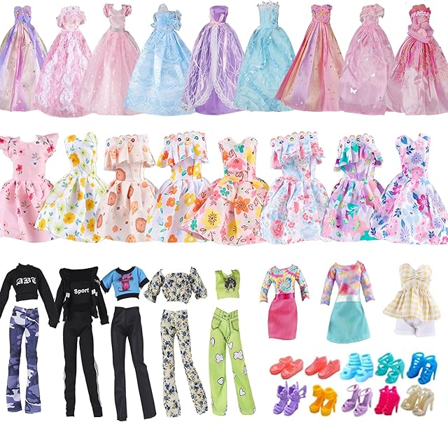 The YAMASO 10 Sets Doll Clothes Fashion Wear Outfits withs 10 Pairs Shoes for 11.5-Inch Girl Doll (Random Style)