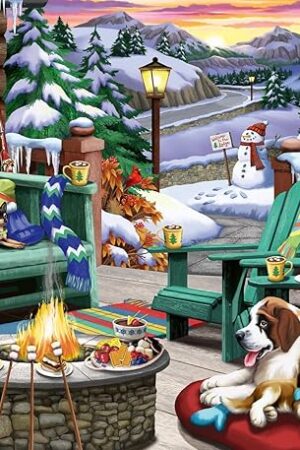 The Ravensburger - Après All Day - 500 Piece Large Format Jigsaw Puzzle - Beautiful Depiction of The Ideal Front Porch in Winter - Frameable - Premium Quality - Puzzles for Adults