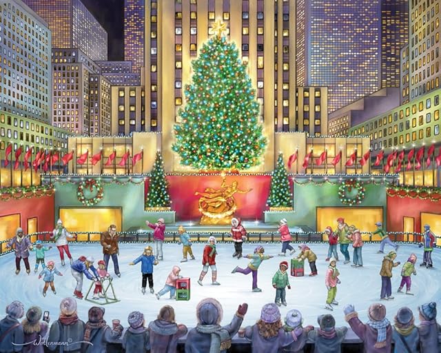 The Vermont Christmas Company Rockefeller Center Jigsaw Puzzle 1000 Piece 24"x30" - Large, Interlocking Pieces - Unique, Randomly Shaped Pieces - Puzzle for Adults