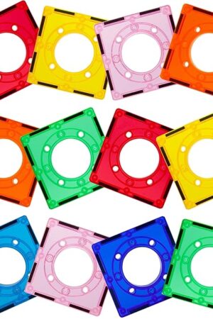 The PicassoTiles Magnetic Tiles for Marble Run Racetrack Square Joint Shape Building Block Construction Colorful STEM Toy Set Learning Kit Educational Magnet Playset for Toddler Boys & Girls Ages 3+