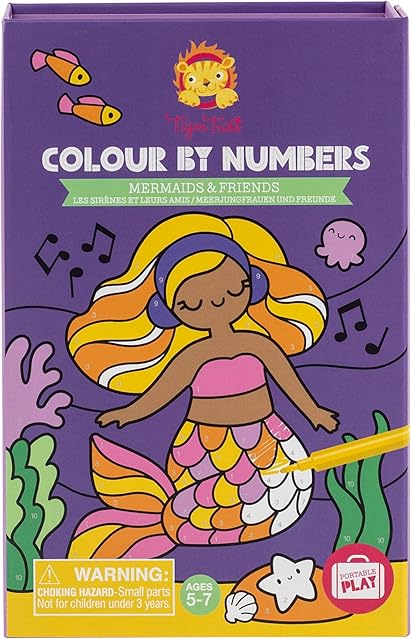 The Color by Numbers - Mermaids & Friends, Activity Set for Kids, incl. Markers, Early Numeracy Skills, Perfect for Travel, Great Gift