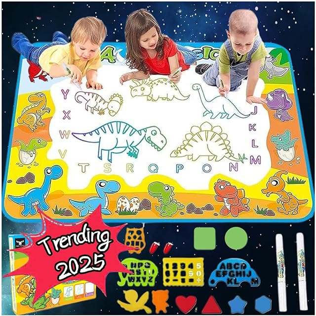 The Kids Toys Water Doodle Mat: Dinosaur Painting Coloring Pad for Toddlers 1-3 - Aqua Magic Drawing Board for 2 3 4 Year Old Toddler Arts and Crafts Christmas Birthday Gifts for Girls Boys Age 2-4 3-5