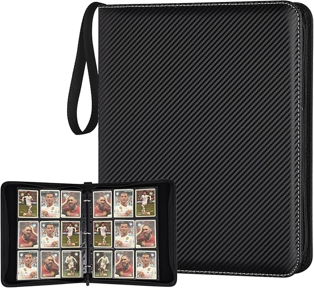 The 9 Pocket Card Binder, Premium Zip Trading Card Binder, 720 Double Sided Pocket PU Collection Binder, Collector Album, Card Folder for MTG, TCG, Sports Cards, (Black)