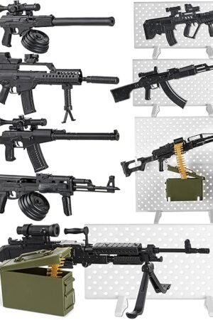 The PROLOSO 8 Set Miniature Toy Machine Guns with Display Board SMG Rifles Toys for Boys Kids Building Toys
