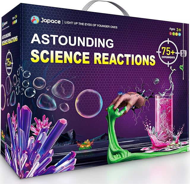 The Japace Science Kits for Girls Age 4-5-6-7-8, Christmas Birthday Gifts Ideas, 75+ Cool Chemistry Experiments, Learning & Education Toys for Kids 4-8