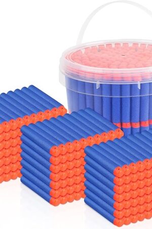 The Refill Darts Bullets Compatible with Nerf Guns N-Strike Elite Series, 300PCS Refill Darts Premium Foam Bullets Pack with Portable Storage Bucket