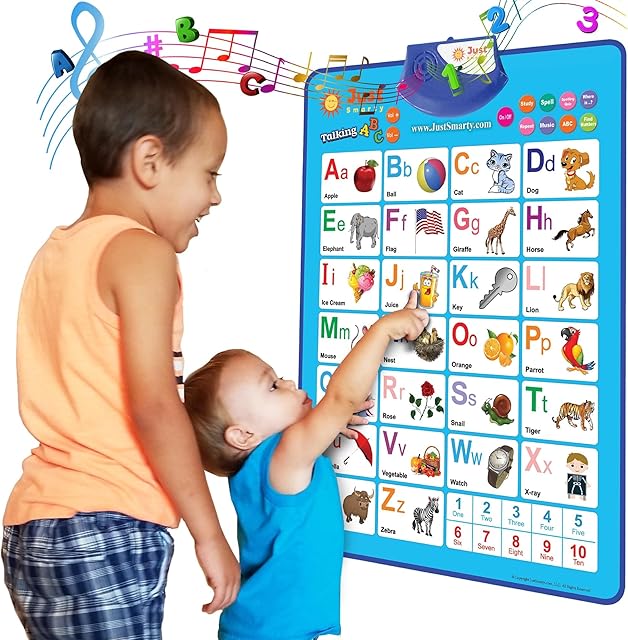 The Just Smarty Alphabet Wall Chart for Toddlers 1-3 | ABCs & 123s Kids Learning Toy | Educational Gift for Infant Ages 1 2 3 4 5 | Speech Therapy for Kids 1-3 | Autism Toys for Toddlers 3-4