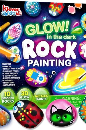 The Rock Painting Kit- Glow in The Dark Rock Kit, Arts and Crafts for Kids Ages 6-12, Art Supplies Toy, Kids Craft Paint Kits, Arts & Crafts for Boys Girls Birthday Party Gift Toy