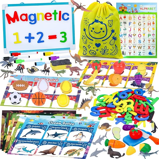 The Sorting Toys for 3-5 Year Olds, 7 Themed Matching Games with Magnetic Whiteboard, Montessori Fine Motor & Writing Practice, Speech Therapy & Classroom Learning Gift