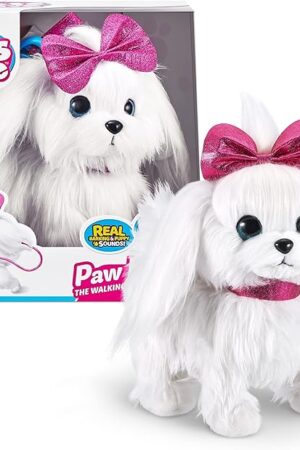The Pets Alive Lil' Paw The Walking Puppy by ZURU Interactive Dog That Walk, Waggle, and Barks, Interactive Plush Pet, Electronic Leash, Soft Toy for Kids and Girls