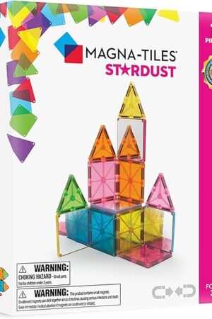 The MAGNA-TILES Stardust 15-Piece Magnetic Construction Set, The ORIGINAL Magnetic Building Brand, 3-99 Years with 4 Mirrored Squares