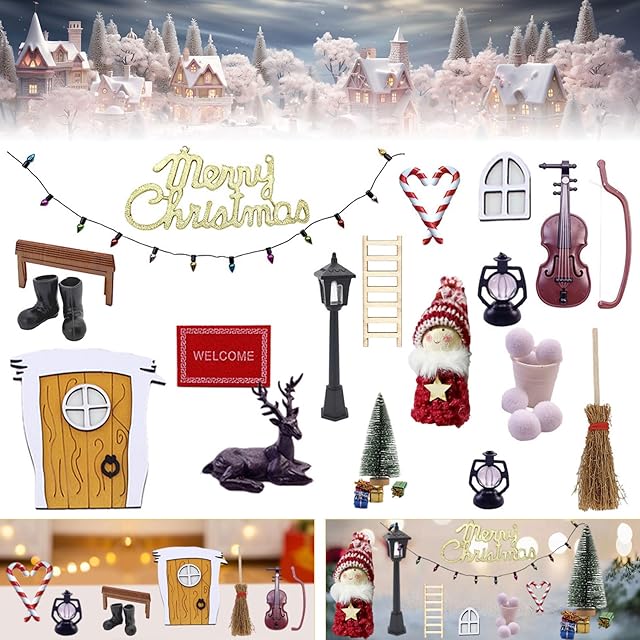 The 33pcs Christmas Dollhouse Decorations Dollhouse Christmas Decor Cchristmas Dollhouse Accessories Miniature Dollhouse Christmas Decorations for DIY Crafts Home Table Decor