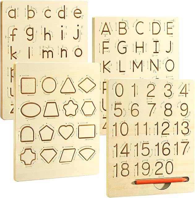 The Learn to Write - Number & Letter Tracing Boards for Kids Ages 3-8 Wooden Alphabet Learning Montessori 3 Year Old Toddler Writing Tools Beginners - Homeschool Preschool Classroom Must Haves