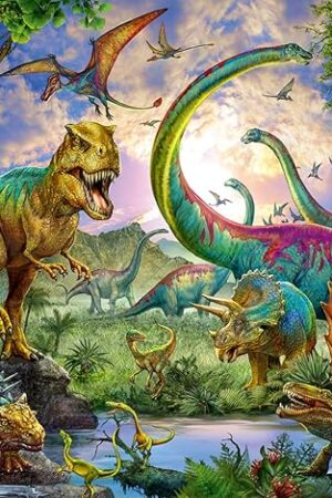 The Ravensburger - Realm of The Giants - 200 Piece Jigsaw Puzzle - Stunning Dinosaur Imagery - T-Rex, Velociraptor & More - Premium Quality - Ideal Gift - Screen-Free Fun - MESH Accredited Kids Ages 8+