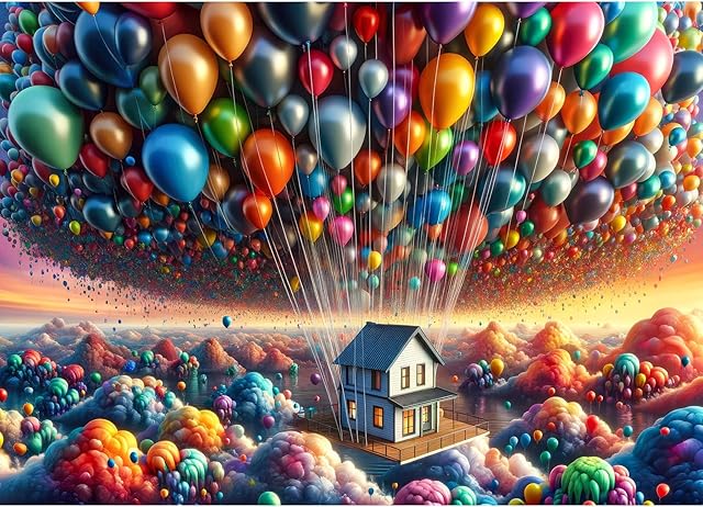 The Jigsaw Puzzles for Adults 1000 Pieces, Home Decor Birthday Party Gift Toy for Men Women Elders Seniors, 1:1 Poster, Interlock Perfectly Letter on Back No Dust (Balloon House)
