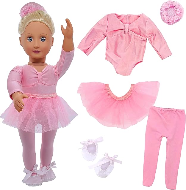 The 18" Doll Clothes Ballet Ballerina Outfits 5pcs Dance Dress for American OG18 Inch Doll Accessories Sets Girl Doll Clothes Gifts