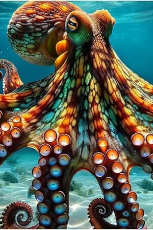 The Rocorose Octopus Puzzles for Adults 1000 Pieces, Deep Blue Sea Ocean Exploration Theme Jigsaw Puzzle, Nature Marine Artwork Challenging Family Activity Puzzle Game