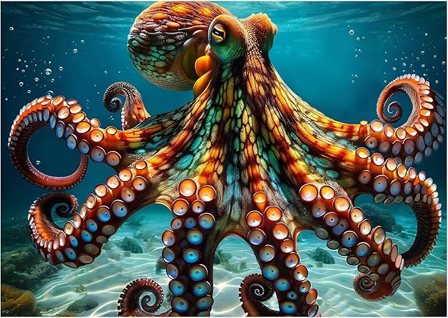 The Rocorose Octopus Puzzles for Adults 1000 Pieces, Deep Blue Sea Ocean Exploration Theme Jigsaw Puzzle, Nature Marine Artwork Challenging Family Activity Puzzle Game