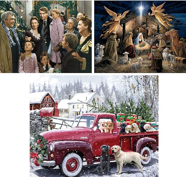 The Bits and Pieces – Value Set of Three 100 Piece Jigsaw Puzzles for Adults – Christmas Jigsaw Puzzles by Various Artists, Completed Puzzle Size: 15" x 19"