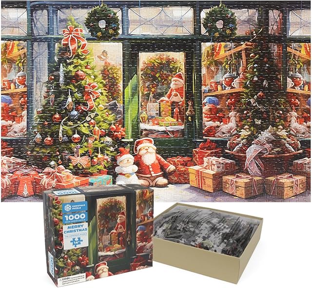 The Christmas Jigsaw with 1:1 Reference Poster, 27.5 x 19.7 inches, Holiday Puzzles for Adults and Kids - 1000 Pieces Puzzles, Educational Games Gift for Elders Children Family, Friends (Shop)