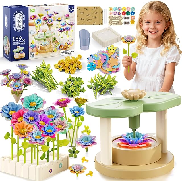 The Crafts for Girls 8-12,Craft Kits DIY Fabric Flower Bouquet,Build Your Own Flowers,Toys for 8-12 Years Old,Educational Arts & Crafts Activity, Gardening Pretend Play, 8-12 Year Old Girl Birthday Gifts
