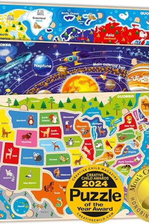 The QUOKKA Puzzles for Kids Ages 4-6 - 3 Set Toddler Kids Puzzles Ages 3-5 - Learning United States Games for Childrens 6-8 - Educational Toys for 3 Year Old Boys and Girls - Award Winning