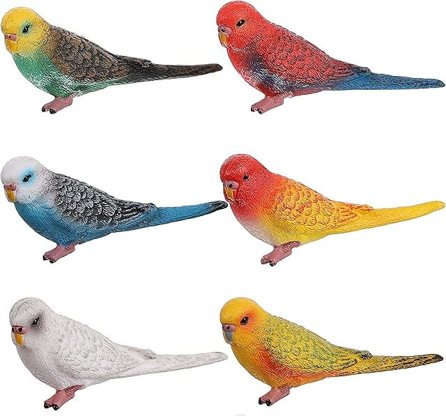The Birds Figures - 6pcs Realistic ParrotToys Animal Figures Set - Simulated Plastic Animal Models Toys Kids Educational Toys for Boys and Girls