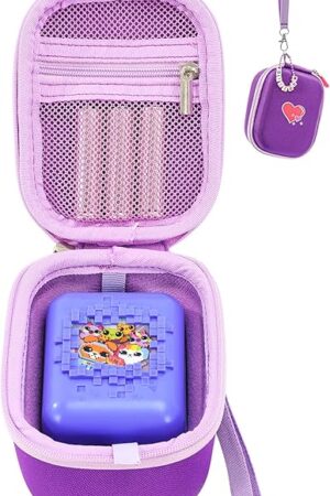 The ProCase Hard Carrying Case for Bitzee Interactive Toy Digital Pet, Protective Storage Travel Bag Holder for Kids Bitzee Virtual Electronic Pets Accessories, DIY Letter Cubes Included -Purple