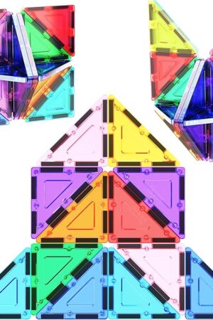 The PicassoTiles Magnetic Building Block Set Right Triangle Magnet Tiles Construction Toy STEM Learning Kit Educational Playset Playboard Pretend Play Stacking Blocks Child Brain Development PTE02