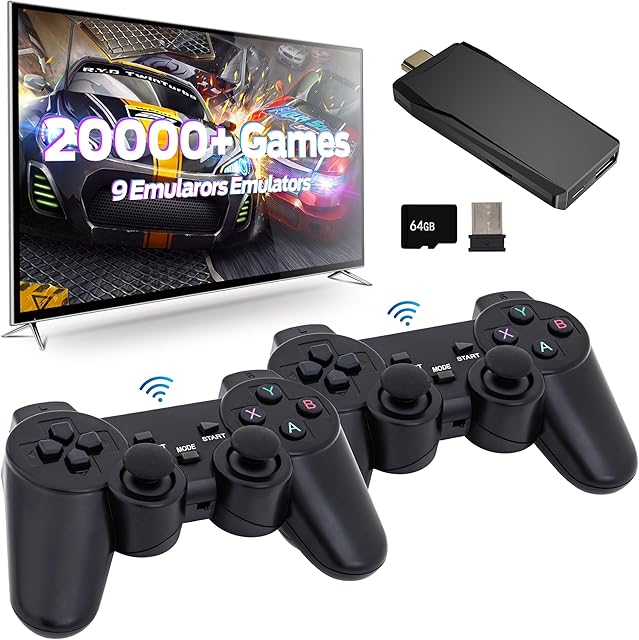 The Retro Game Console, Wireless Retro Game Console, Plug & Play Video TV Game with 20000+ Built-in Games, 4K HD Output, and 2.4GHz Wireless Controller, 9 Classic Emulators