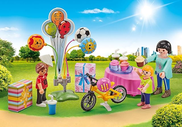 The Playmobil TOY_FIGURE_PLAYSET Children's Birthday with Mother and Two Children