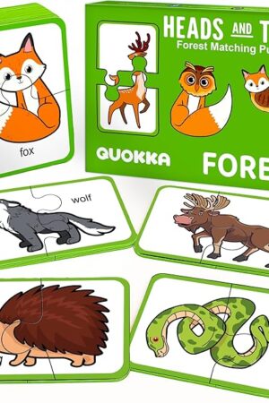 The QUOKKA Toddler Puzzles Ages 2-4 – 100% Self-Correcting 16 Matching Pairs of Wood Animals – Educational Toddler Puzzles Ages 1-3 with 32 Pieces - Memory Matching Games for 3-5 Years Old Boys and Girls