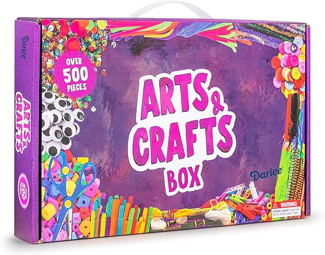 The Darice Arts and Crafts Kit - 500+ Piece Kids Craft Supplies & Materials, Art Supplies Box for Girls & Boys Age 4 5 6 7 8 9