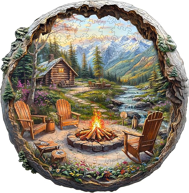 The Wooden Puzzles for Adults - 200 Pieces 3D Outdoor Bonfire Wooden Puzzle - Unique Animal Shape Wood Cut Puzzles - Eco-Friendly Home Office Decor (M-11.4 * 11.2in)
