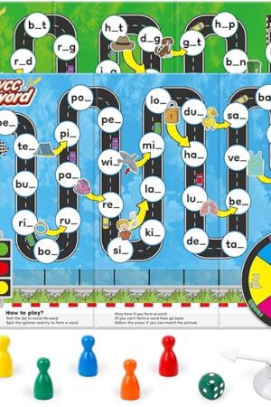 The Phonics Board Games for Kids,Educational Learning CVC and CVCC Board Games for Boys and Girls,Reading and Spelling Word Games Ages 4 5 6,Classroom Travel Indoor Outdoor Family Games