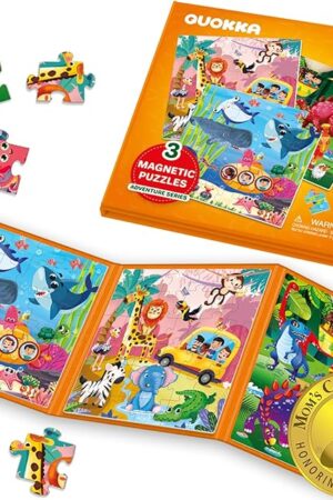 The QUOKKA Magnetic Puzzles for Kids Ages 4-6 - 36 Pieces Sudoku Toddler Puzzles Ages 2-4 - Travel Games for Kids Ages 3-5 - Animal Jungle Sea Toddler Travel Toys - Car Airplane Road Trip Games