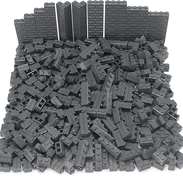 The Feleph Masonry Bricks Set 450 Pcs Wall Building Accessories Diverse Creative Construction Bulk Parts and Pieces Blocks Toy Compatible with Classic Major Brands (Dark Gray)