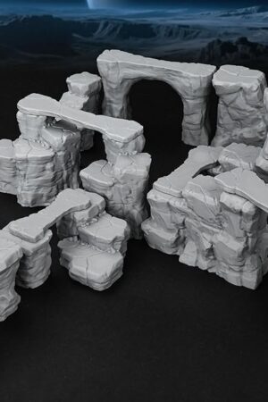 The RPG Terrain AF693 The Pit Canyon Scene for DND Campaigns – The Pit Canyon Modular Scenery Set with Rock Bridges, TTRPG Structures, Map Accessories for 28–32mm Characters, Wargame and Roleplay Ready