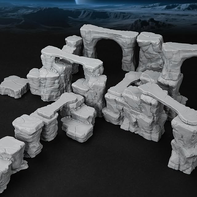 The RPG Terrain AF693 The Pit Canyon Scene for DND Campaigns – The Pit Canyon Modular Scenery Set with Rock Bridges, TTRPG Structures, Map Accessories for 28–32mm Characters, Wargame and Roleplay Ready