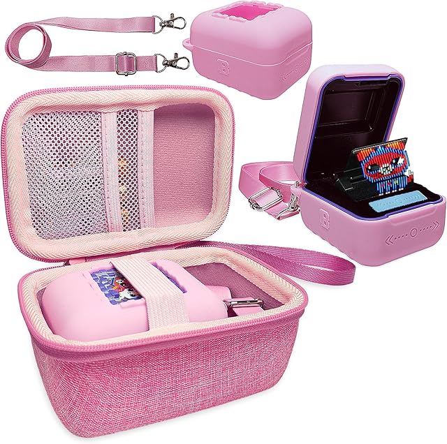 The JCHPINE Hard Carrying Case and Silicone Cover for Bitzee Interactive Toy Digital Pet, Accessories Case for Bitzee Virtual Electronic Pets Original 15 Animals (Pink)
