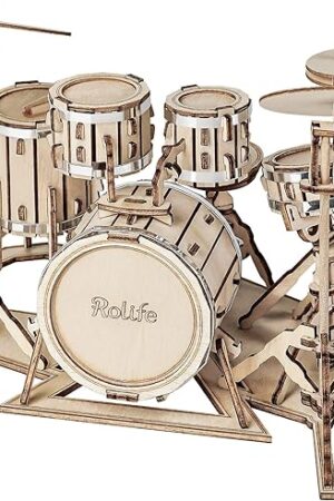 The Rolife 3D Wooden Puzzles for Adults Drum kit Musical Instrument Model(TG409)