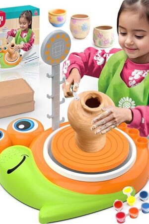 The Pottery Wheel for Kids-Complete Pottery Painting Kit Arts and Crafts for Kids Ages 8-12, Clay Sculpting Tools with 1.7lb Air Dry Clay, Birthday Christmas Gifts Toys for Boy Girls Age 6 7 8 9 10 11 12