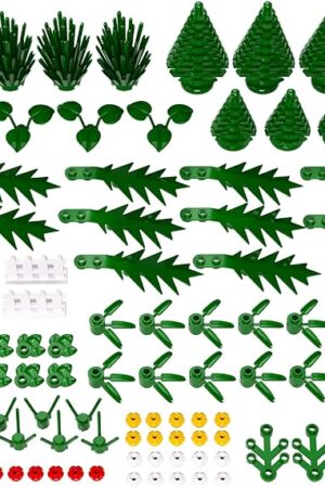 The Plant Parts Building Block, Botanical Scenery Accessories Plant Set, Trees Flowers Building Bricks Toy Compatible with Lego Parts and Pieces(100 Pcs) No Bottom Plate