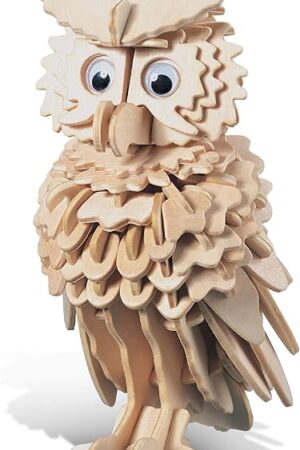 The Puzzled 3D Puzzle Owl Wood Craft Construction Model Kit, Fun Unique & Educational DIY Wooden Toy Assemble Model Unfinished Crafting Hobby Puzzle to Build & Paint for Decoration 146 Pieces Pack