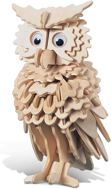 The Puzzled 3D Puzzle Owl Wood Craft Construction Model Kit, Fun Unique & Educational DIY Wooden Toy Assemble Model Unfinished Crafting Hobby Puzzle to Build & Paint for Decoration 146 Pieces Pack