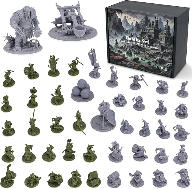 The Path Gaming Fantasy Goblins Set – 46 Unpainted 28mm Figures for DND Miniatures for Dungeons & Dragons, RPG Miniatures, Bulk Tabletop DND Monster Figures for D&D Games