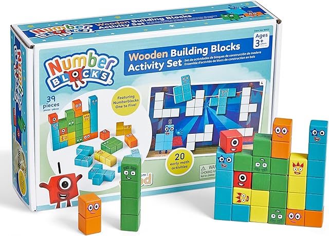The hand2mind Numberblocks Wooden Building Blocks Activity Set, Wood Stacking Toy, Counting Blocks, Numbers for Toddlers, Math Games, Logic Puzzles, Preschool Learning Activities, Kids Birthday Gift