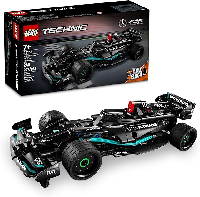 The LEGO Technic Mercedes-AMG F1 W14 E Performance Pull-Back Car Toy, Vehicle Building Set for Boys and Girls, Mercedes Race Car Toy Model, Gift for Kids Ages 7 and Up, 42165