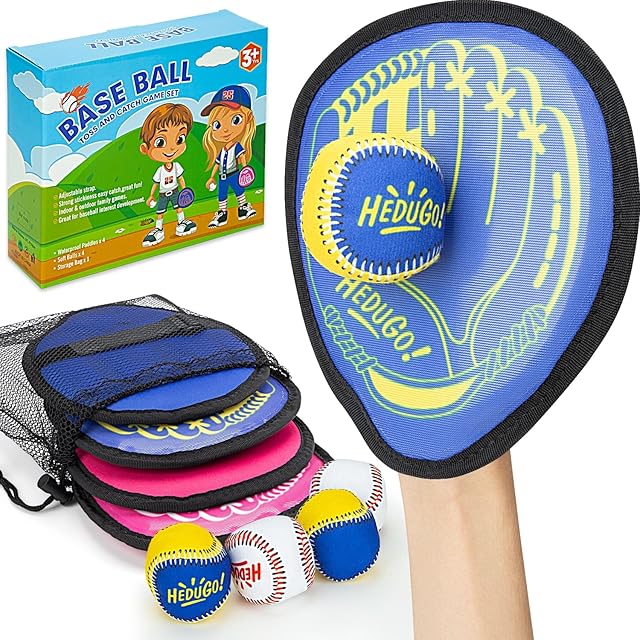 The Toss and Catch Game Set Classical Outdoor Toys for Kids at The Beach, Yard, or Park Outside Games 4 Paddles 4 Balls Family Games for Kids and Adults Easter Toys Gifts