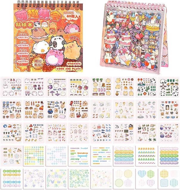 The 1000+ Cute Stickers for Kids - Fun Craft Stickers for Scrapbooks, Planners,Rewards, 40-Page Sticker Book for Kids Perfect for Scrapbooking,Stickers, Cute Gifts for Girls Teens Adults Brown